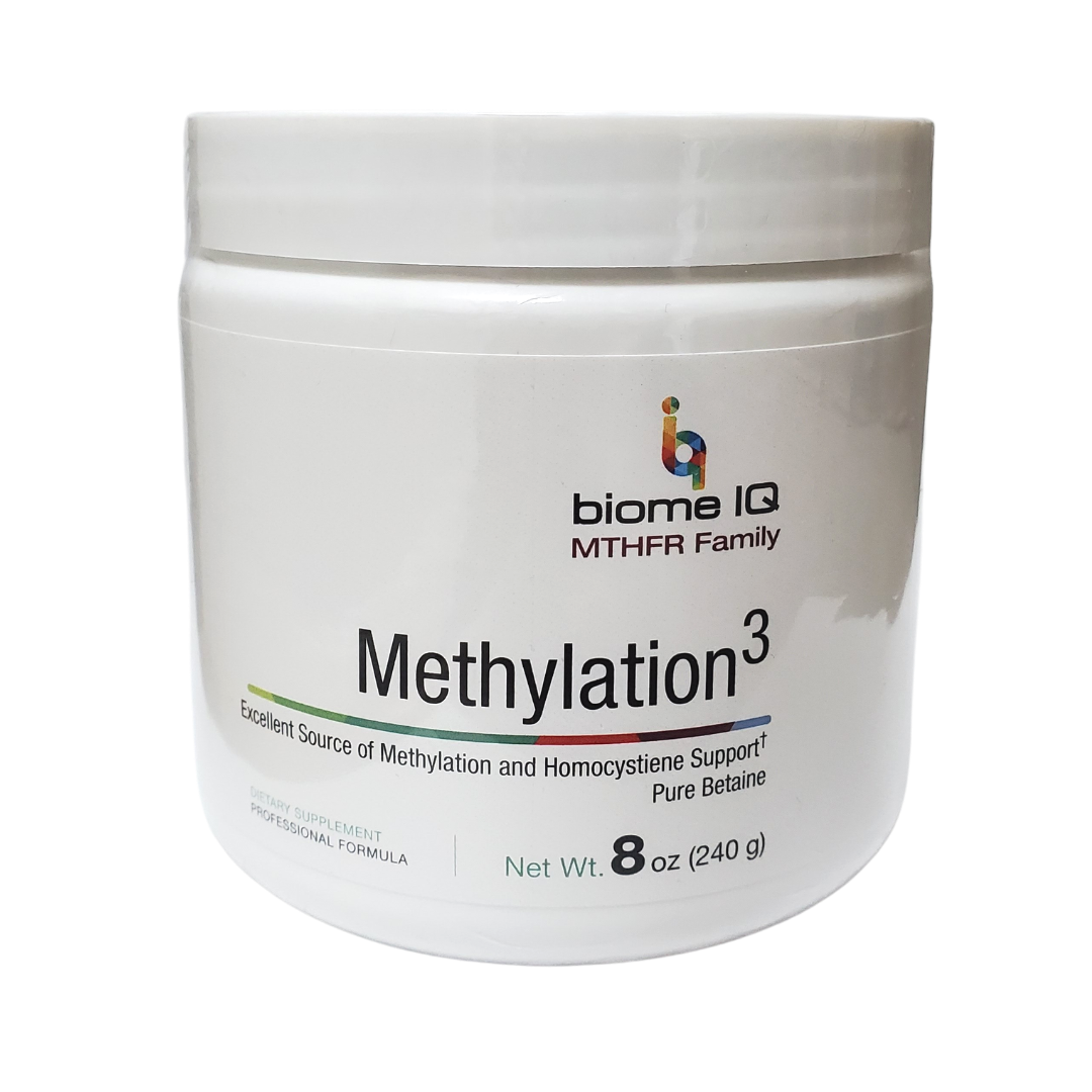 Methylation3 es uno de los mejores donantes de metilo para las personas con MTHFR si también tienen elevada la homocisteína y/o la(s) mutación(es) COMT. Este polvo se mezcla fácilmente en cualquier líquido frío y no tiene sabor, textura ni olor.    Methylation3 está diseñado para los síntomas de MTHFR/COMT, incluyendo la ansiedad, los cambios de humor, la irritabilidad y la depresión